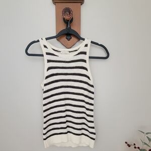 Thread & Supply Cream and Black Striped Knit Tank